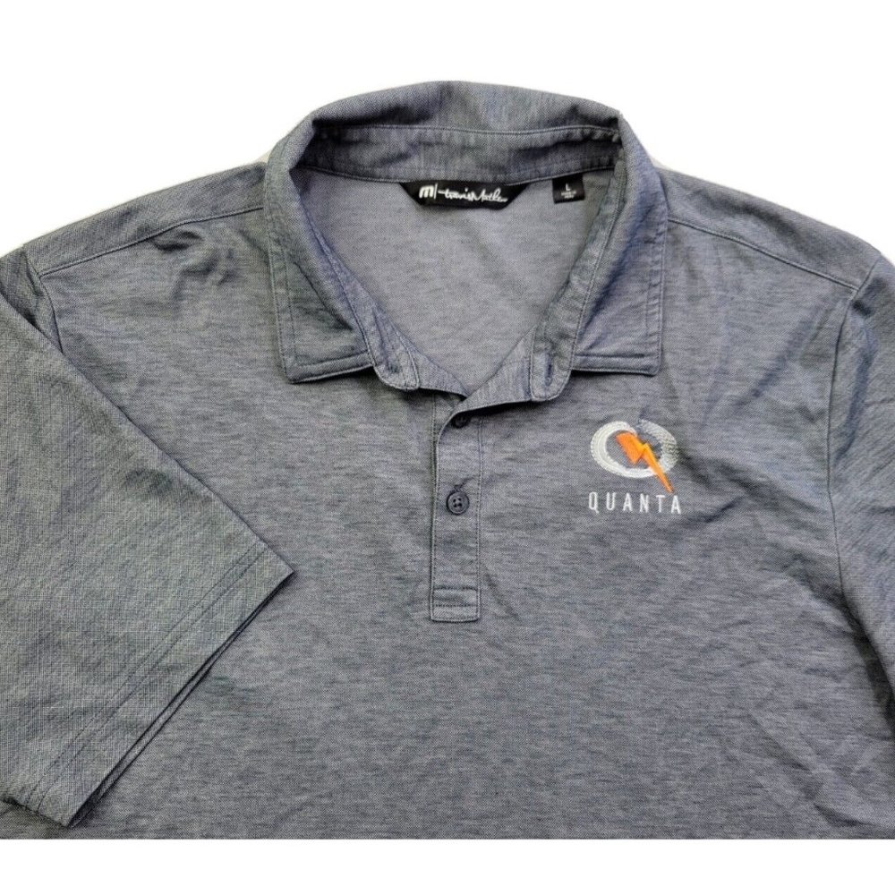 Travis Mathew Men's L Navy Polo Shirt Pique Vented QUANTA Lightweight SS